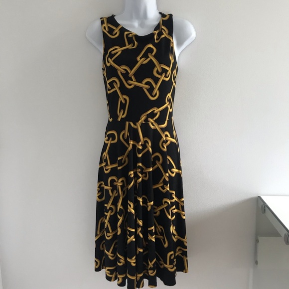 Isaac Mizrahi Gold Chain Black Fit and Flare Dress - Picture 2 of 16